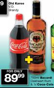 Barcadi Oakheart Rum-750ml & Coca-Cola-1Ltr