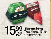 Simonsberg Traditional Brie/Camembert-125g Each