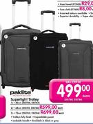 Paklite Superlight Trolley 72 cm Expandable gussel,Lockable Handle,available in Black or grey)-Each