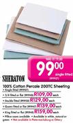 Sheraton 100% Cotton Percale 200TC Sheeting King Fittted or Flat-Each