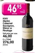 KWV Merlot, Cabernet Sauvignon, Shiraz Or Pinotage-6X750ml