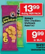 Bakers Mini Cheddars Multipack-6 x 33gm Per Pack