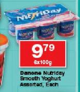 Danone Nutriday Smooth Yoghurt Assorted-6X100g Each