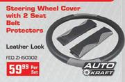 Auto Kraft Steering Wheel Cover With 2 Seat Belt Protectors-Per Set