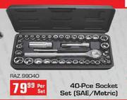 Auto Fraft 40-Pce Socket Set (SAE/Metric)-Per Set