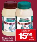 House Brand Regular/Lite Mayonnaise-750g Each 