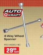 Auto Kraft 4-Way Wheel Spanner(FED.VIC80/4C)-Each