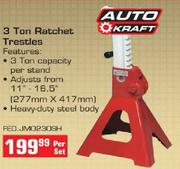 Auto Kraft 3 Ton Ratchet Trestles(FED.JM0230SH)-Per Set