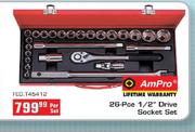 AmPro 26-Pce 1/2" Drive Socket Set-Per Set 
