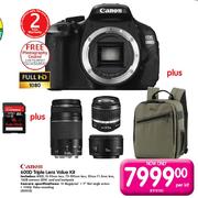 Canon 600D Triple Lens Value Kit-Per Kit