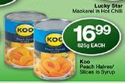 Koo Peach Halves/Slices In Syrup-825g Each