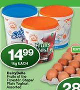 Dairybelle Fruits Of The Forest/In Shape/Plain Yoghurt Assorted-1Kg Each