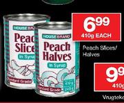 House Brand Peach Slices/Halves-410g Each