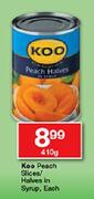 Koo Peach Slices/Havels In Syrup-410g Each
