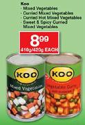 Koo Mixed/Curried Mixed/Curried Hot Mixed/Sweet & Spicy Curried Mixed Vegetables-410g/420g Each