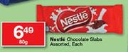 Nestle Chocolate Slabs Assorted-80g Each