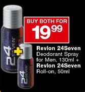 Revlon 24Seven Deodorant Spray for Men-130ml + Revlon 24Seven Roll-On-50ml