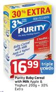 Purity Baby Cereal With Milk Apple & Yoghur-200Gm+30% Extra Free