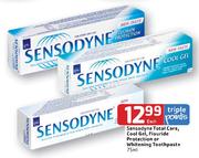 Sensodyne Total Care, Cool Gel, Flouride Protection or Whitening Toothpaste-75ml Each