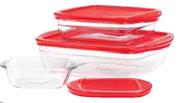 Arcuisine Square Dish With Plastic Lid-350ml Each