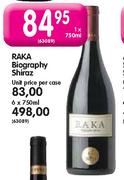 Raka Shiraz Biography Shiraz-1 x 750ml