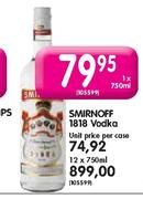 Smirnoff 1818 Vodka-1 x 750ml