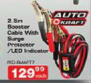 Auto Kraft 2.5m Booster Cable With Surge Procector/LED Indicator-Each