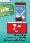 Choco Lux Aerated Chocolate Slab Assorted-100g Each