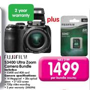Fujifilm S3400 Ultra Zoom Camera Bundle