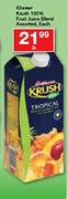 Clover Krush 100% Fruit Juice Blend Assorted-2Ltr Each