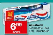 Aquafresh Toothpaste Plus Free Toothbrush-100ml