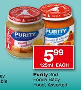 Purity 2nd Foods Baby Food Assorted-125ml Each