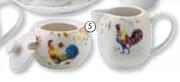 French Rooster Sugar Bowl Or Milk Jug-Each