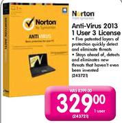 Norton Anti Virus 2013 1 User License