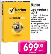Norton 360 Version 7 2013-Each