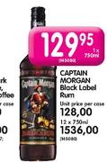 Captain Morgan Black Label Rum-12X750ml