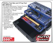 Auto Kraft 150-Pce Tool Set And 3 Tray Tool Box(Metric)-Per Set