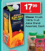 Clover Krush 100% Fruit Juice Blend Assorted-2L Each