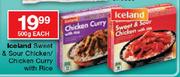 Iceland Sweet & Sour Chicken/Chicken Curry With Rice-500g Each