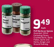 PnP Herbs or Spices Assorted - 100ml Each