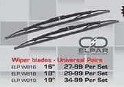 Elpar Wiper Blades-Universal Pairs-16" Per Set