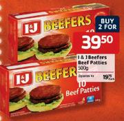 I & J Beeers Beef Patties - 2 x 500gm