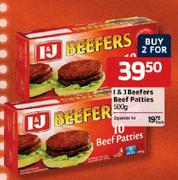 I & J Beefers Beef Patties-500g Each