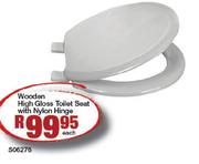 Wooden High Gloss Toilet Seat With Nylon Hinge-S06276 Each