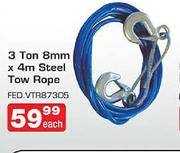 3 Ton 8mmX4m Steel Tow Rope-Each