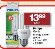 Philips Genie Energy Saver Globe 11W / 14W,  ES / BC-Each