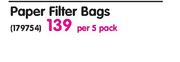 Paper Filter Bags-Per 5 Pack