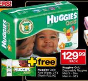 Huggies Gold Disposable Nappies Midi 3-50's&Maxi 4-58's-Per Pack