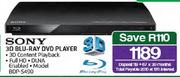 Sony 3D Blu-Ray DVD Player(BDP-S490)