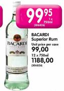 Bacardi Superior Rum-12 x 750ml